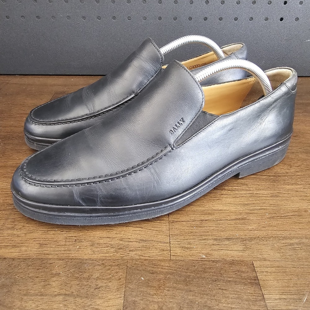 BALLY NEW CADDO BLACK‎ CALF LEATHER LOAFERS SIZE 8.5 EEE MADE IN SWITZERLAND